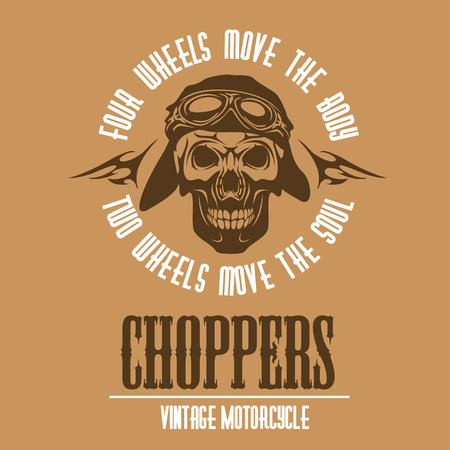 Vintage Motorcycle label, Retro chopper bike emblemのイラスト素材