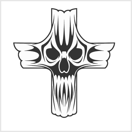 Cross with Skull - vector illustration of a cross with skullのイラスト素材