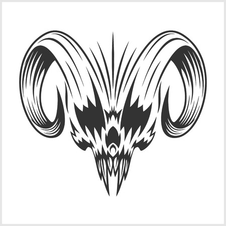 Demon scary Skull isolated on white backgroundのイラスト素材