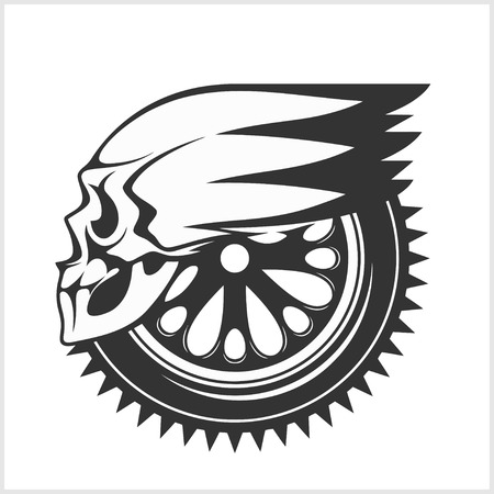 Biker skull - racing symbol - isolated on whiteのイラスト素材