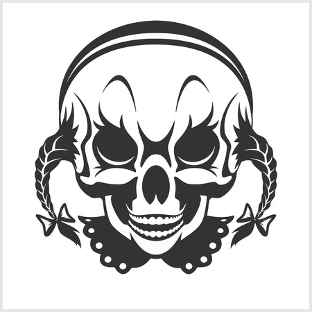 girl clown skull isolated on white backgroundのイラスト素材