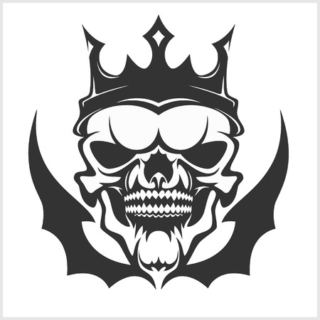 King skull wearing crown. Vector illustration on white.のイラスト素材