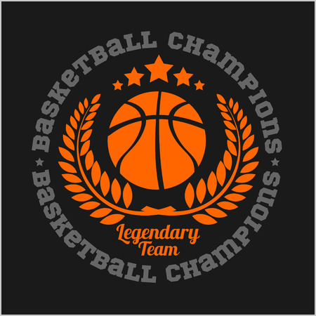 Basketball championship set and design elements on dark backgroundのイラスト素材