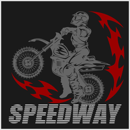Motocross rider on a motorcycle - Vector Illustrationのイラスト素材