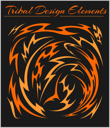 Set of Tribal Elements isolated on a black backgroundのイラスト素材