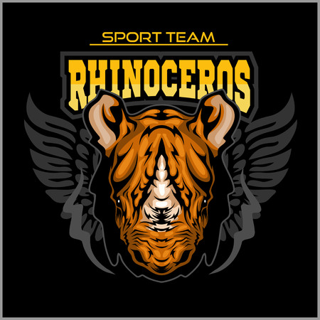 Rhino athletic design complete with rhinoceros mascot vector illustrationのイラスト素材