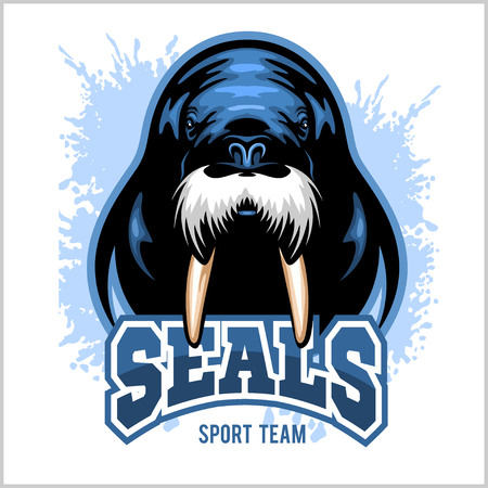 Vector Walrus logo template for sport teams, business etc.のイラスト素材