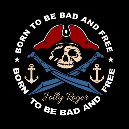 Gangster label badge emblem design elements. Gangsta style quotes. Thug life. Stay true. Street wars. Crossed weapon, skull in hat.のイラスト素材