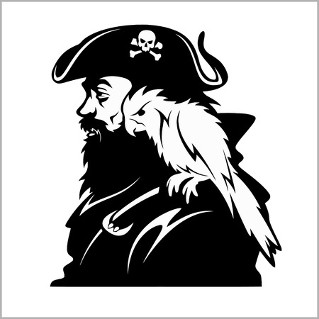 Pirate with a parrot on his shoulderのイラスト素材