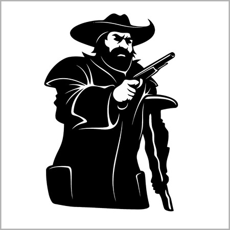 Brave pirate with pistol.のイラスト素材