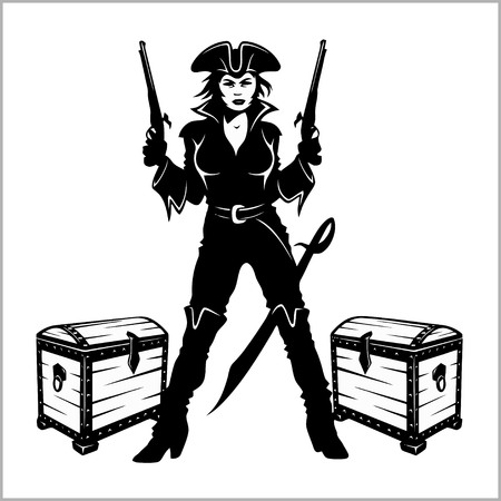 Sexy pinup dressed as a pirateのイラスト素材