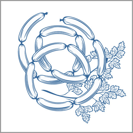 Sausage vector stock illustration on white backgroundのイラスト素材