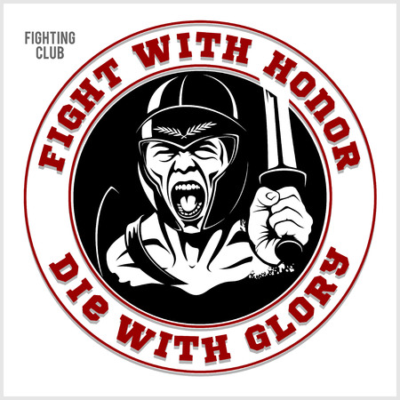 Gladiator logo with spear and shield.のイラスト素材