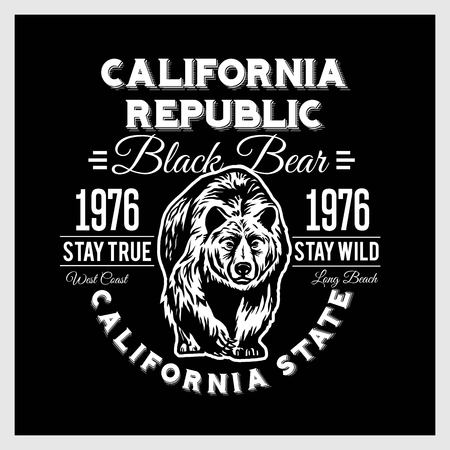 California Republic vintage typography with a grizzly Bearのイラスト素材