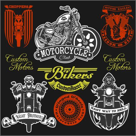 Motorcycle label t-shirt design with illustration of custom chopper - vector stockのイラスト素材