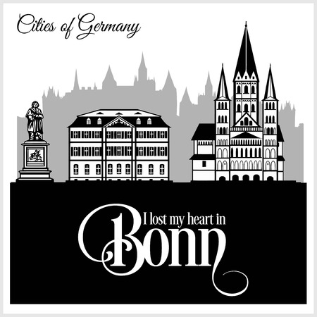 Bonn - City in Germany. Detailed architecture. Trendy vector illustration.のイラスト素材