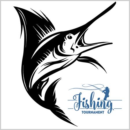 Marlin fish - vector stock illustration isolated on whiteのイラスト素材