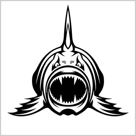Cartoon monster fish isolated on whiteのイラスト素材