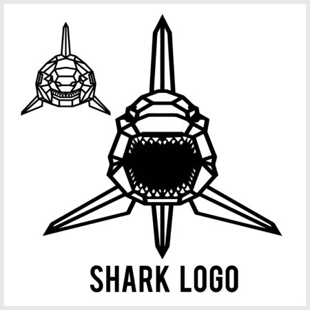 Shark logo - animal heads icons. Vector geometric illustrations of wild life animals.のイラスト素材