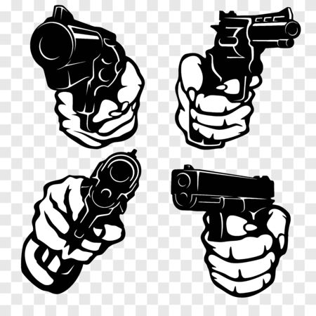 Hands with Guns - vector set. Isolated.のイラスト素材