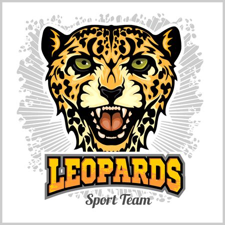 Leopards Head - Mascot Emblem for sport team. Vector illustration for t-shirt and badgesのイラスト素材