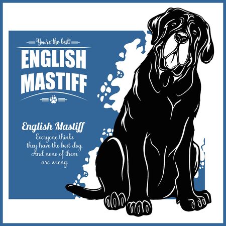 English Mastiff - vector template for t-shirt, logo and badgesのイラスト素材