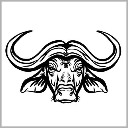 Wild buffalo bull head for mascot or tattoo design.のイラスト素材