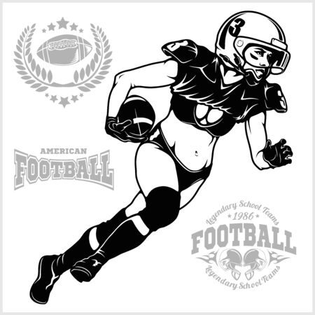 Running beautiful girl in sexy uniforms with ballのイラスト素材