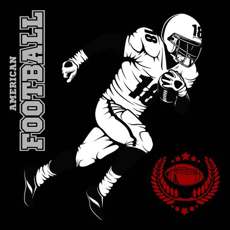 American football player prepared to pass the ball isolated on blackのイラスト素材