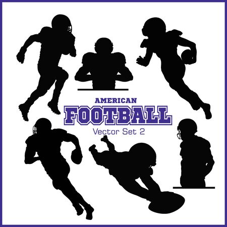Silhouettes American football players isolated on the whiteのイラスト素材