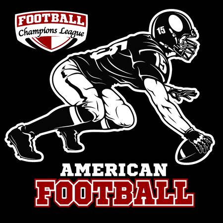 American football players holding ball, isolated vector silhouette. Team sportのイラスト素材