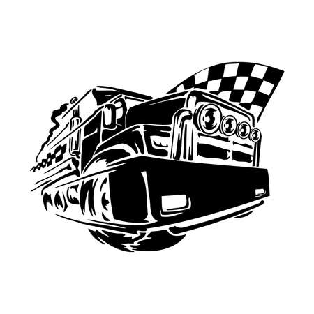 Off-road element - Silhouette Logo Racing car club emblems, labels and badges.のイラスト素材