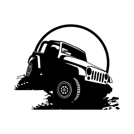 Off Road CAR - Truck 4x4 SUV - Off-road car and elements for tshirt and emblemのイラスト素材