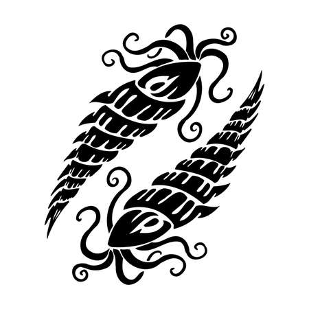 Tribal Clam. Sea Monster SVG Digital - tribal, tattoo Cricut, Cameo, Silhouetteのイラスト素材