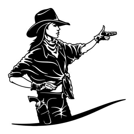 Bang-Bang cowgirl, Girl, Wild West , Cricut Silhouette svg, Vector Clip Art, Cut Ready Filesのイラスト素材