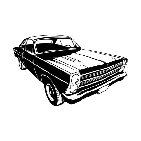 Classic Sport Car Silhouette, Vector Clip Art for tshirt and emblemのイラスト素材