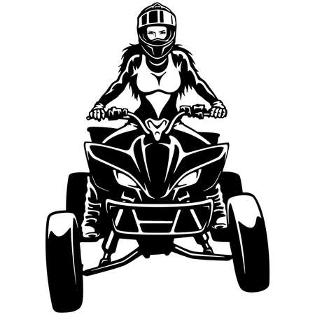 ATV Quad Bike and Sexy Girl. Extreme Dirt Bike 4x4 Clipart, Vector Designのイラスト素材