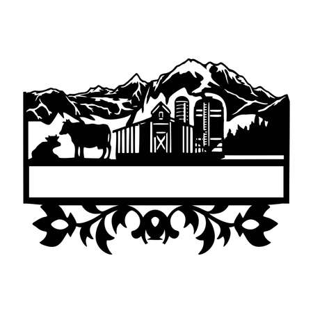 Farm Stencil - Silhouettes for Cricut, farmers house clipart, png Cut file, iron on, vector, vinyl shirt design. Prints design for t-shirts.のイラスト素材