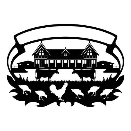 Farm Stencil - Silhouettes for Cricut, farmers house clipart, png Cut file, iron on, vector, vinyl shirt design. Prints design for t-shirts.のイラスト素材