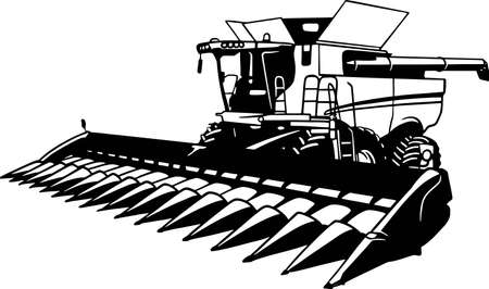 Harvester, Combine - Farm Tractor, farming vehicle - farm silhouetteのイラスト素材
