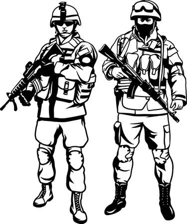 army soldiers with rifle - vector stock collection.のイラスト素材