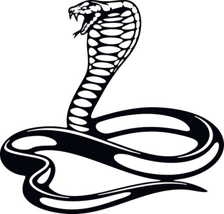 Cobra, Snake - Reptiles of the wild. Wildlife stencil. Pet and tropical animal.のイラスト素材
