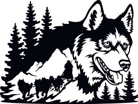 Wolf, Wolf Pack - Wildlife Stencils - Wolf Silhouette, Wildlife clipart isolated on whiteのイラスト素材