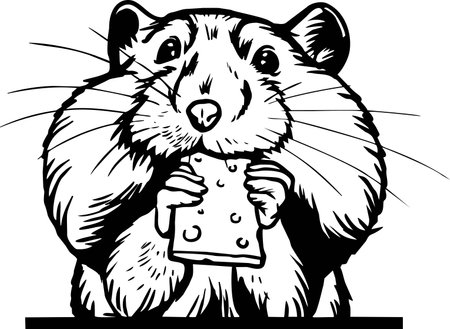 Peeking Hamster - Funny Hamster peeking out - face head isolated on whiteのイラスト素材