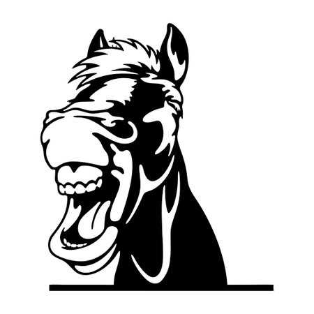 Peeking Horse - Funny Farm Animal - Animal Stencil Cut Filesのイラスト素材