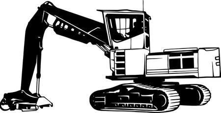 Log Loader - Special Vehicle - Heavy Machinery, Logging and Construction Machinery Stencil Cut File - Cricut file.のイラスト素材