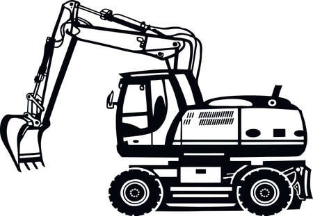 Excavator Dig Digger Machine Equipment - Construction Vehicle - Builder Building Build Fix Logoのイラスト素材