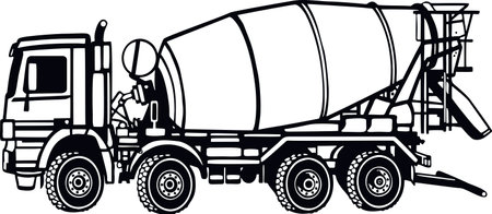Concrete Mixer Truck - Industrial Concrete Mixer Truck Equipment Builder Building Buildのイラスト素材