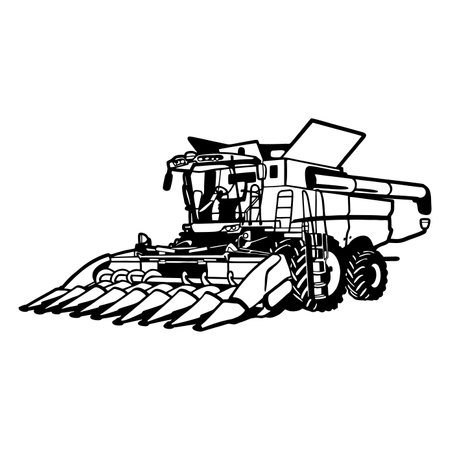 combine harvester - Farming and cattle breeding vector illustrationのイラスト素材