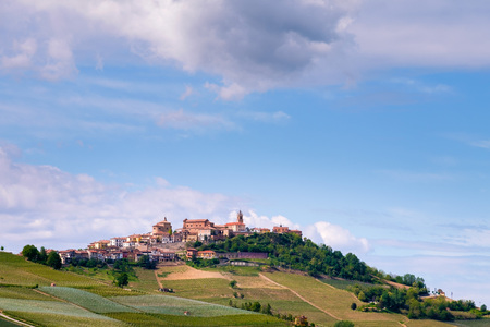 Morra on the top of the hill. Langhe, Piedmont, Italy,  heritage.の写真素材